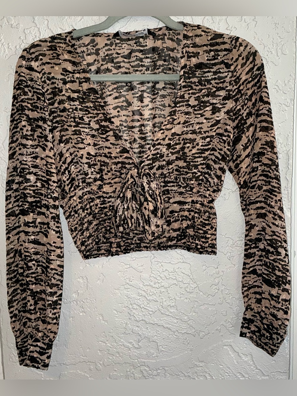 Zara Black & Tan Animal Print Crop Top